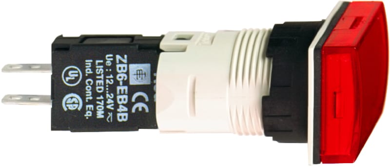 Schneider Electric Complete pilot light, Harmony XB6, rectangular red, plastic, 16mm, integral LED, 12...24V XB6DV4BB