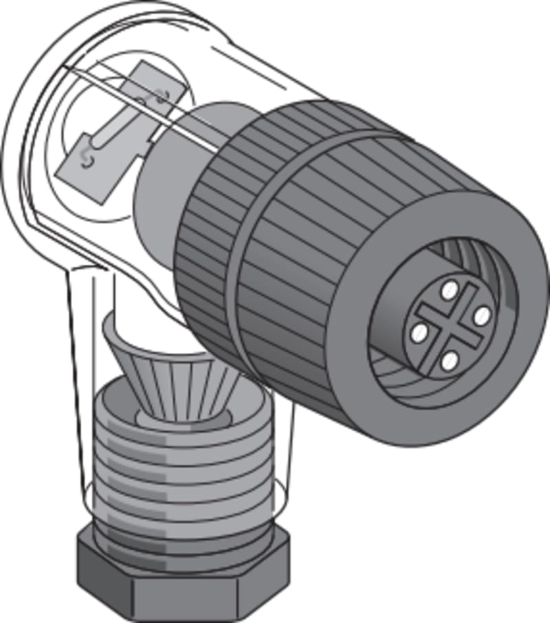 Telemecanique XZCC12FCP42B Field-Wireable Connector, M12, Female, Angled, 4-pin, Plastic