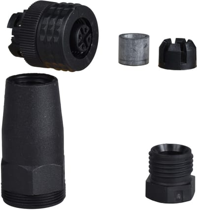 Telemecanique XZCC12FDP40B Field-Wireable Connector, M12, Female, Straight, 4-pin, Plastic