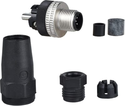 Telemecanique XZCC12MDM50B Field-Wireable Connector, M12, Male, Straight, 5-pin, Metal