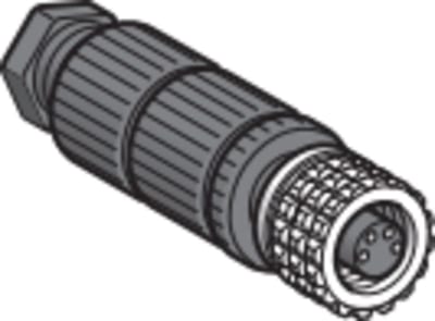 Telemecanique XZCC12MDP40B Field-Wireable Connector, M12, Male, Straight, 4-pin, Plastic