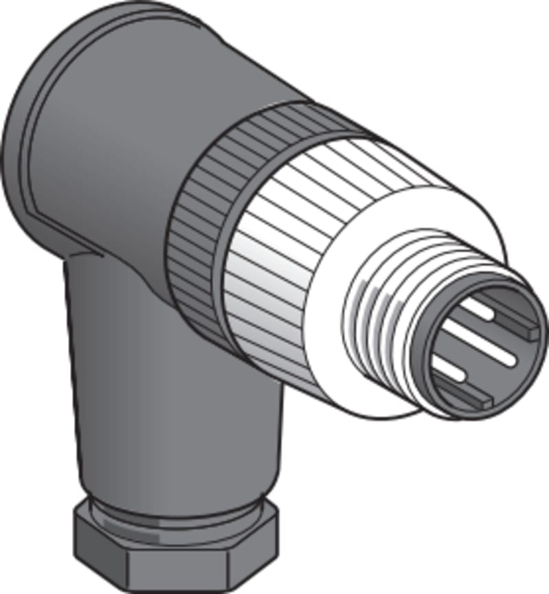Telemecanique XZCC20MCM30B Field-Wireable Connector, 1/2"-20 UNF, Male, Angled, 3-pin