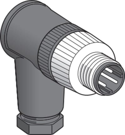 Telemecanique XZCC20MCM30B Field-Wireable Connector, 1/2"-20 UNF, Male, Angled, 3-pin