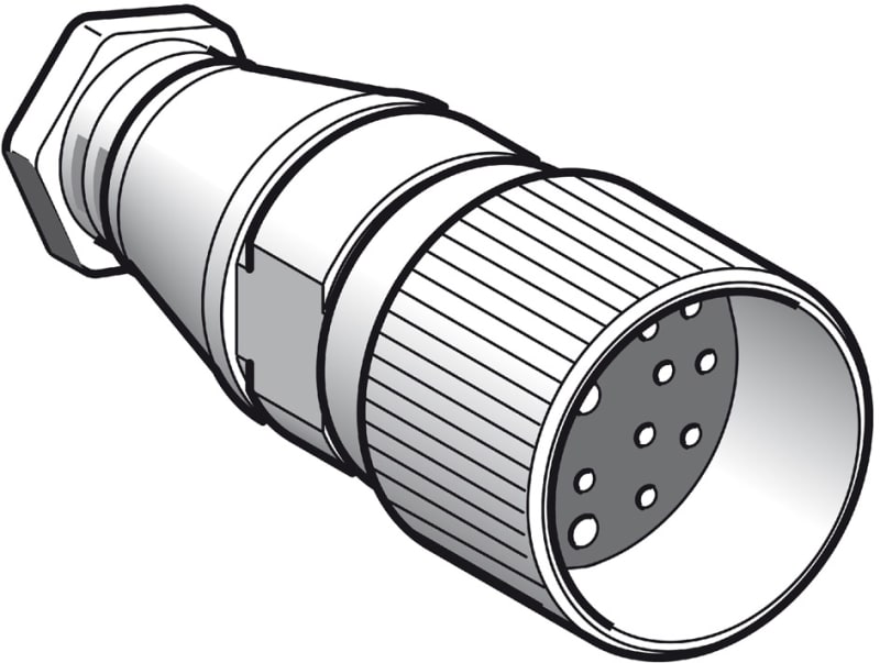Telemecanique XZCC23FDM190S Field-Wireable Connector, M23, Female, Straight, 19-pin, Metal