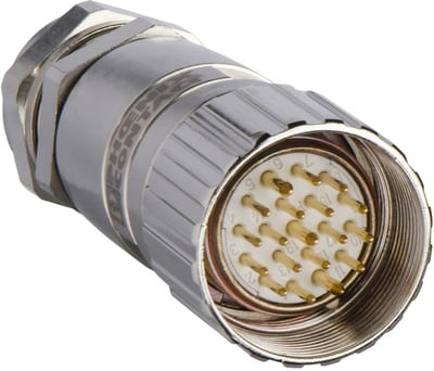 Telemecanique XZCC23MDM190S Field-Wireable Connector, M23, Male, Straight, 19-pin, Metal