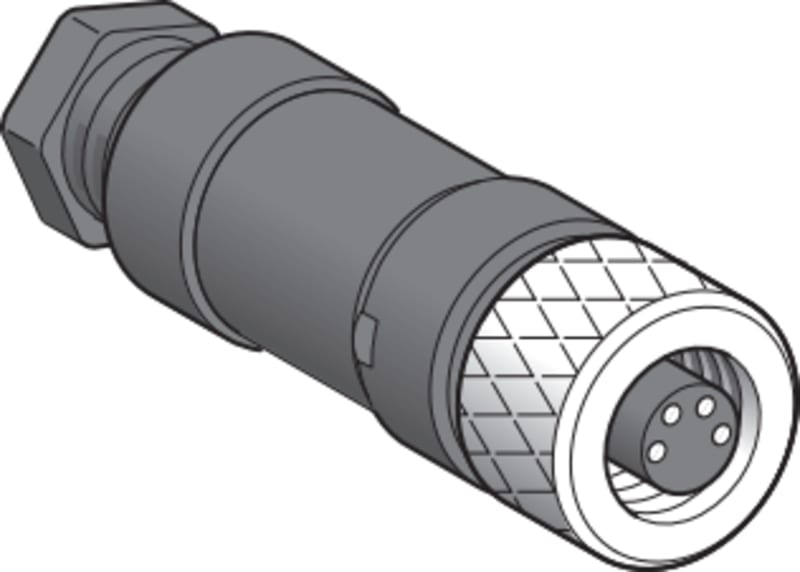 Telemecanique XZCC8FDM40S Field-Wireable Connector, M8, Female, Straight, 4-pin, Metal