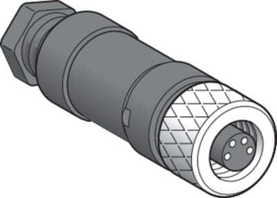 Telemecanique XZCC8FDM40S Field-Wireable Connector, M8, Female, Straight, 4-pin, Metal