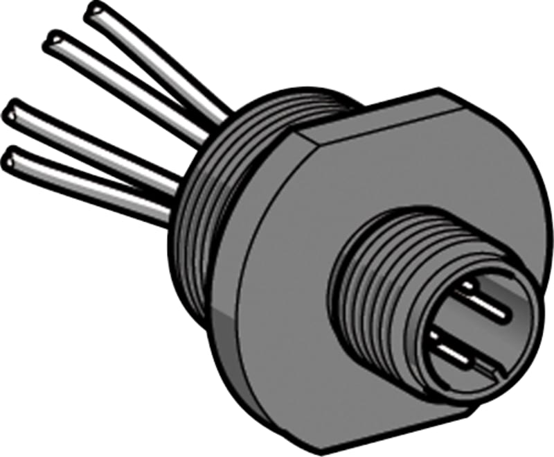 Telemecanique XZCE03M125M Bulkhead Feed-Through Connector, M12 Male, 5-pin, M20 × 1.5 bulkhead thread