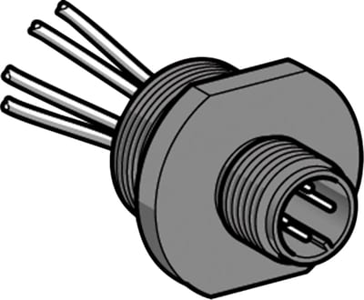 Telemecanique XZCE03M125M Bulkhead Feed-Through Connector, M12 Male, 5-pin, M20 × 1.5 bulkhead thread