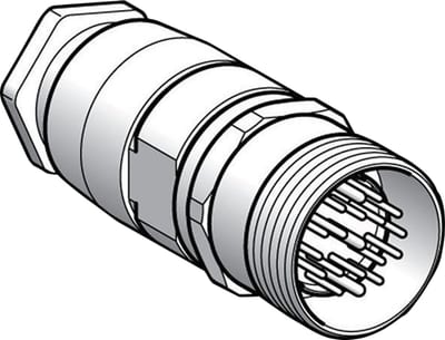 Telemecanique XZCE03P124M Bulkhead Feed-Through Connector, M12 Male, 4-pin, M20 × 1.5 bulkhead thread