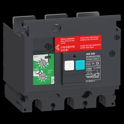 Schneider Electric Earth-leakage VigiPacT add-on protection module, ComPacT NSX 100/160, 200VAC to 440VAC, 30MA to 30A, 3 poles LV429488