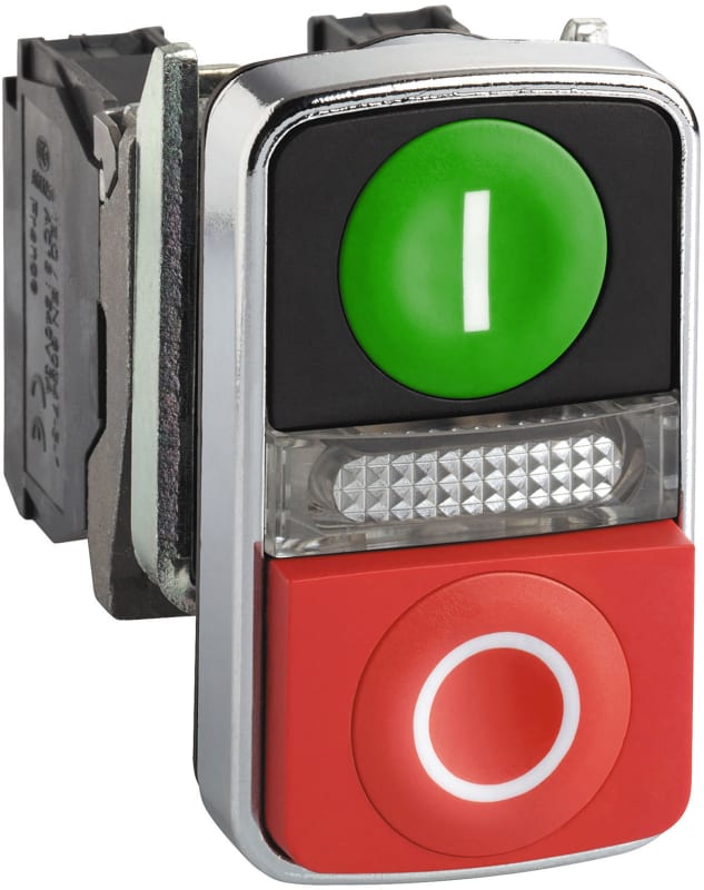 Double tr.button with light 24V in - 0 (XB4BW73731B5)