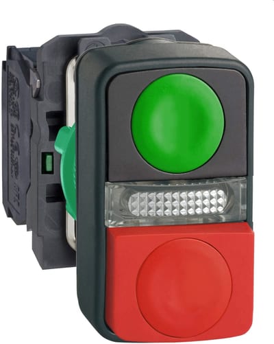 Double tr.button with light 24V in - 0 (XB5AW73731B5)