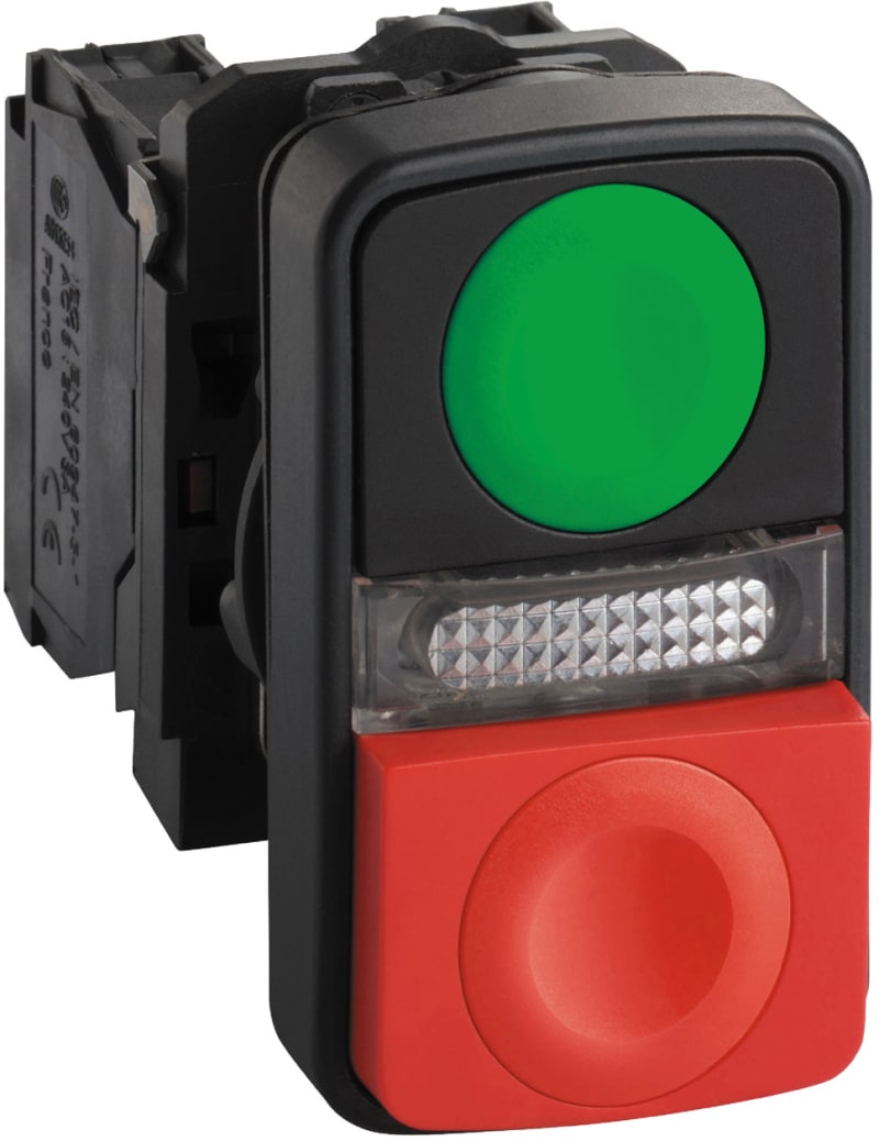 Double tr.button with light 120V in -0 (XB5AW73731G5)