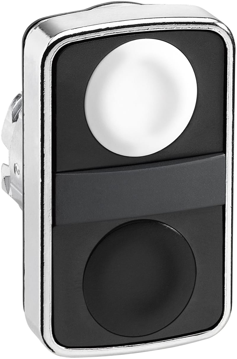 Schneider Electric ZB4BA7120 white flush/black flush double-headed pushbutton Ø22 unmarked