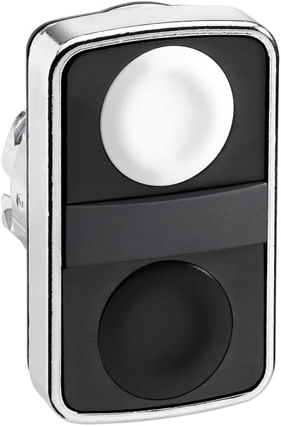 Schneider Electric ZB4BA7120 white flush/black flush double-headed pushbutton Ø22 unmarked