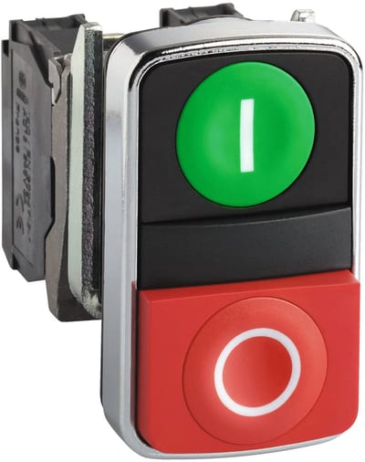 Schneider Electric ZB4BA7341 green flush/red flush double-headed pushbutton Ø22 with marking