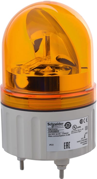 Schneider Electric 84mm Rotating Mirror Orange 24VAC-DC XVR08B05