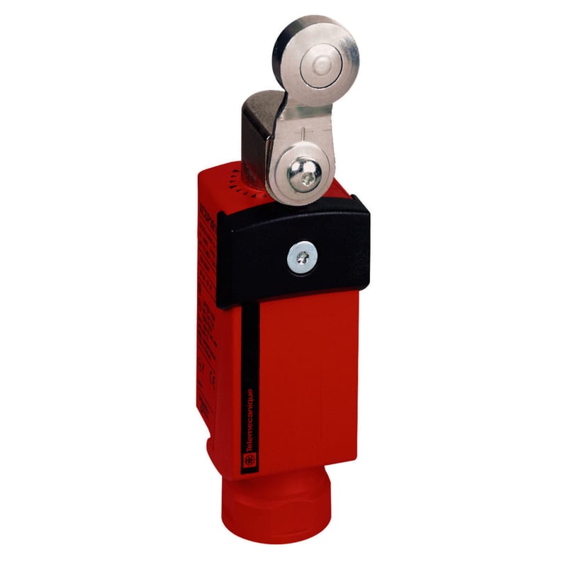 Telemecanique XCSP safety limit switch, plastic body, rotary lever with steel roller, 2 NC + 1 NO with positive opening, M20 x 1.5 cable entry, IP67K XCSP3919P20