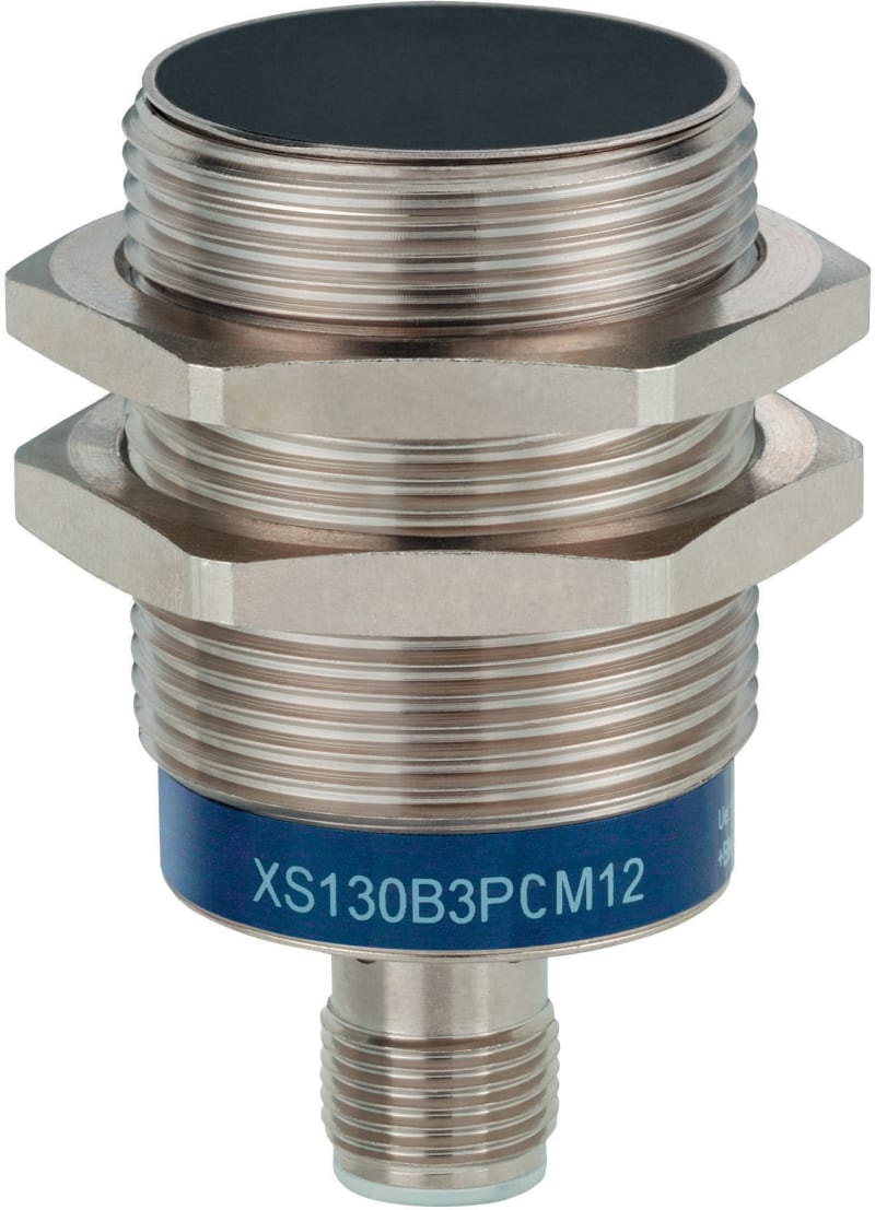 Telemecanique OsiSense XS130B3PCM12 Inductive Proximity Sensor — M30 barrel, Sn 15 mm, PNP, NO, M12 connector (4-Pin)