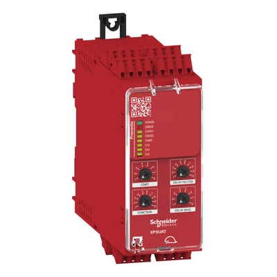 Schneider Electric Preventa module CAT.4 features XPSUAK + delayed outputs 24VAC/dc spring XPSUAT13A3AC