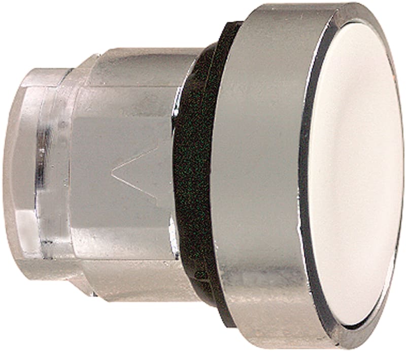 Schneider Electric ZB4BA1 Harmony XB4 Push-Button Head — Ø22 mm, White, flush, spring return, non-illuminated, metal bezel