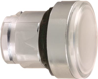 Schneider Electric ZB4BA18 Head for illuminated push button, Harmony XB4, metal, white flush, 22mm, universal LED, for insertion legend