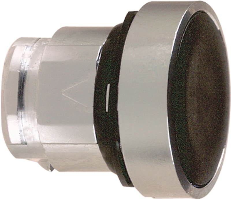 Schneider Electric ZB4BA2 Harmony XB4 Push-Button Head — Ø22 mm, Black, flush, spring return, non-illuminated, metal bezel