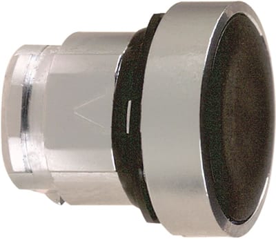 Schneider Electric ZB4BA2 Harmony XB4 Push-Button Head — Ø22 mm, Black, flush, spring return, non-illuminated, metal bezel