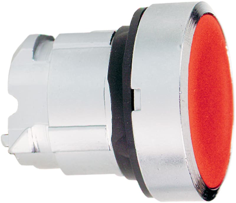 Schneider Electric ZB4BA4 Harmony XB4 Push-Button Head — Ø22 mm, Red, flush, spring return, non-illuminated, metal bezel