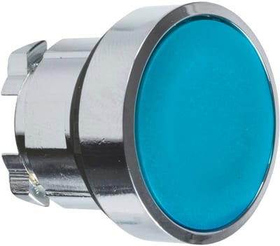 Schneider Electric ZB4BA6 Harmony XB4 Push-Button Head — Ø22 mm, Blue, flush, spring return, non-illuminated, metal bezel