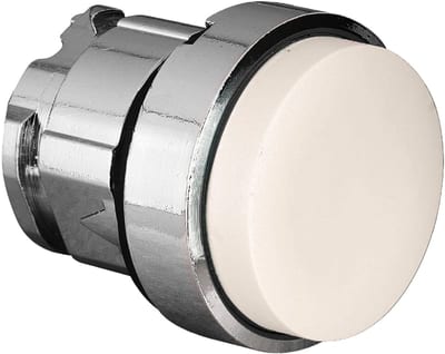 Schneider Electric ZB4BL1 Harmony XB4 Push-Button Head — Ø22 mm, White, projecting, spring return, non-illuminated, metal bezel