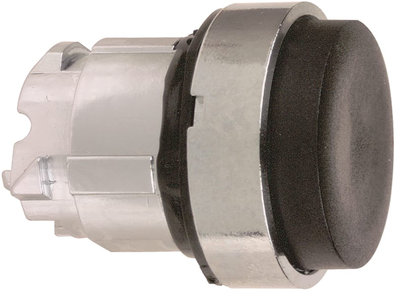 Schneider Electric ZB4BL2 Harmony XB4 Push-Button Head — Ø22 mm, Black, projecting, spring return, non-illuminated, metal bezel