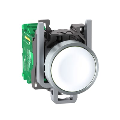 Schneider Electric Wireless and batteryless transmitter, Harmony XB5R, push button, metal, white, 22mm, spring return ZB4RTA1