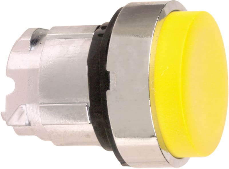 Schneider Electric ZB4BL5 Harmony XB4 Push-Button Head — Ø22 mm, Yellow, projecting, spring return, non-illuminated, metal bezel