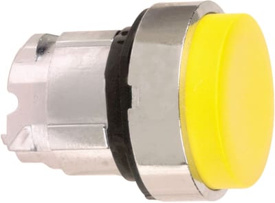 Schneider Electric ZB4BL5 Harmony XB4 Push-Button Head — Ø22 mm, Yellow, projecting, spring return, non-illuminated, metal bezel