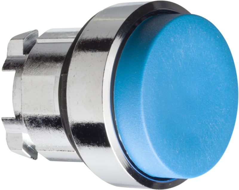 Schneider Electric ZB4BL6 Harmony XB4 Push-Button Head — Ø22 mm, Blue, projecting, spring return, non-illuminated, metal bezel