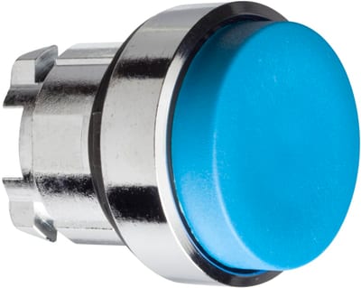 Schneider Electric ZB4BL6 Harmony XB4 Push-Button Head — Ø22 mm, Blue, projecting, spring return, non-illuminated, metal bezel