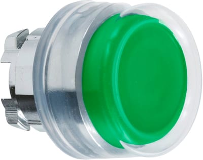 Schneider Electric ZB4BP3 Harmony XB4 Push-Button Head — Ø22 mm, Green, projecting, spring return, non-illuminated, metal bezel, booted