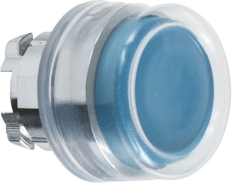 Schneider Electric ZB4BP6 Harmony XB4 Push-Button Head — Ø22 mm, Blue, projecting, spring return, non-illuminated, metal bezel, booted