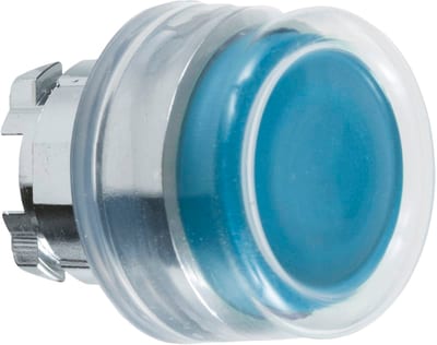 Schneider Electric ZB4BP6 Harmony XB4 Push-Button Head — Ø22 mm, Blue, projecting, spring return, non-illuminated, metal bezel, booted