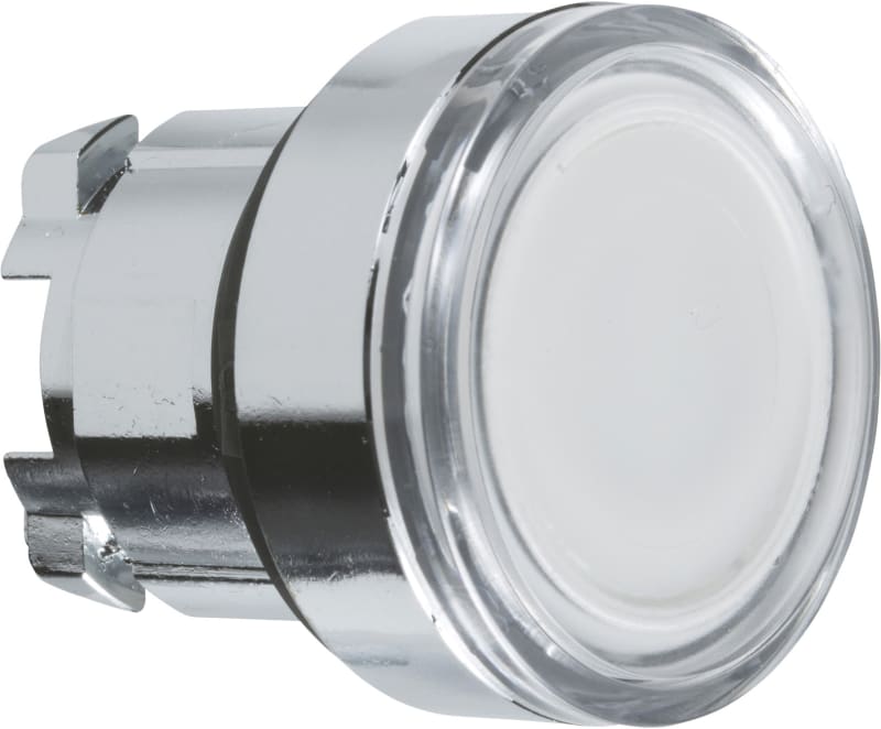 Schneider Electric ZB4BW313 Harmony XB4 Push-Button Head — Ø22 mm, White, flush, spring return, illuminated (LED), metal bezel
