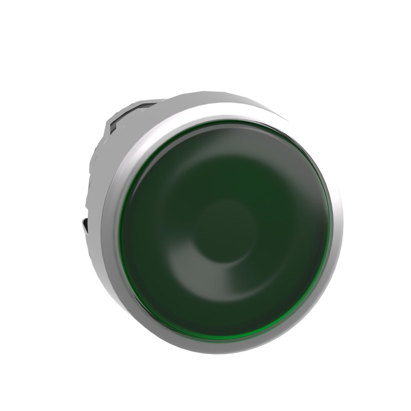 Schneider Electric ZB4BW333 Harmony XB4 Push-Button Head — Ø22 mm, Green, flush, spring return, illuminated (LED), metal bezel