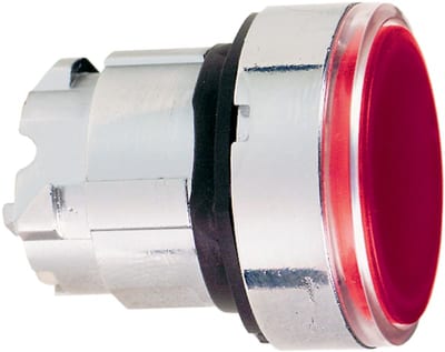 Schneider Electric ZB4BW343 Harmony XB4 Push-Button Head — Ø22 mm, Red, flush, spring return, illuminated (LED), metal bezel