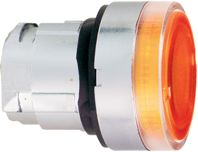Schneider Electric ZB4BW35 Harmony XB4 Push-Button Head — Ø22 mm, Yellow, flush, spring return, illuminated (BA9S), metal bezel