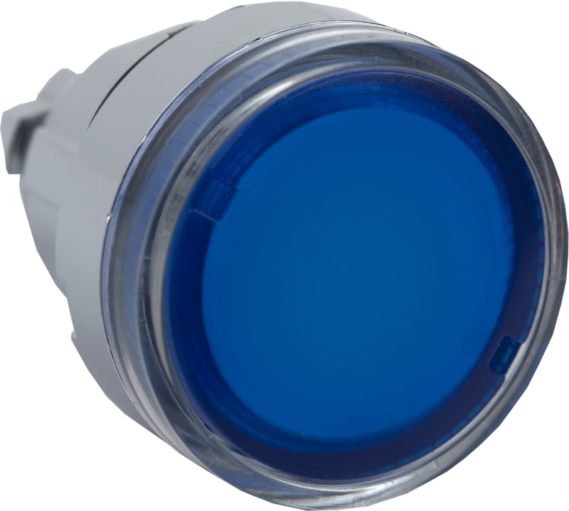 Schneider Electric ZB4BW36 Harmony XB4 Push-Button Head — Ø22 mm, Blue, flush, spring return, illuminated (BA9S), metal bezel