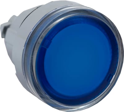 Schneider Electric ZB4BW36 Harmony XB4 Push-Button Head — Ø22 mm, Blue, flush, spring return, illuminated (BA9S), metal bezel