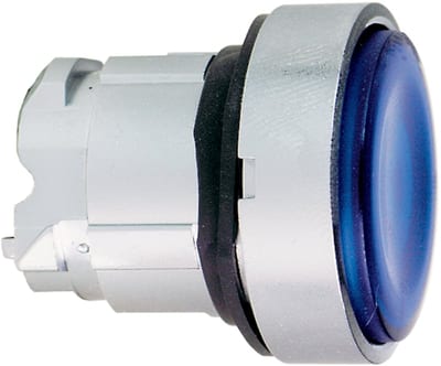 Schneider Electric ZB4BW363 Harmony XB4 Push-Button Head — Ø22 mm, Blue, flush, spring return, illuminated (LED), metal bezel