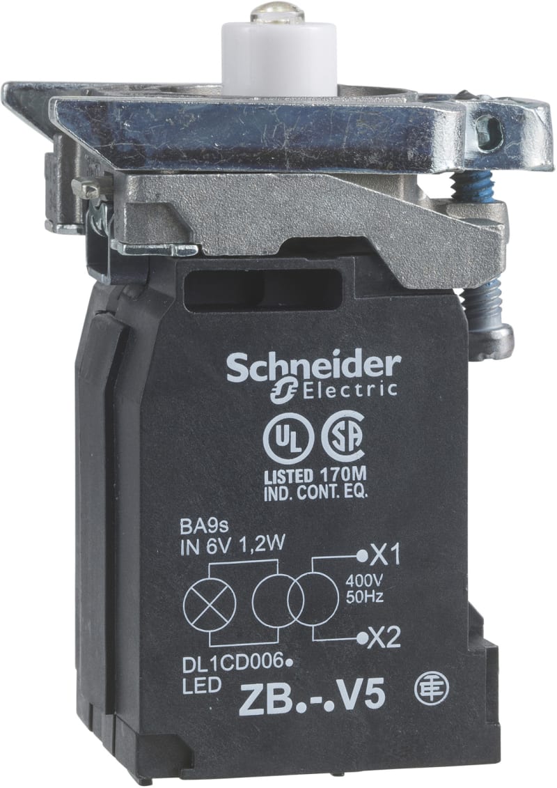 Schneider Electric ZB4BV5D1 white light block with body/fixing collar with BA9S LED bulb 400V