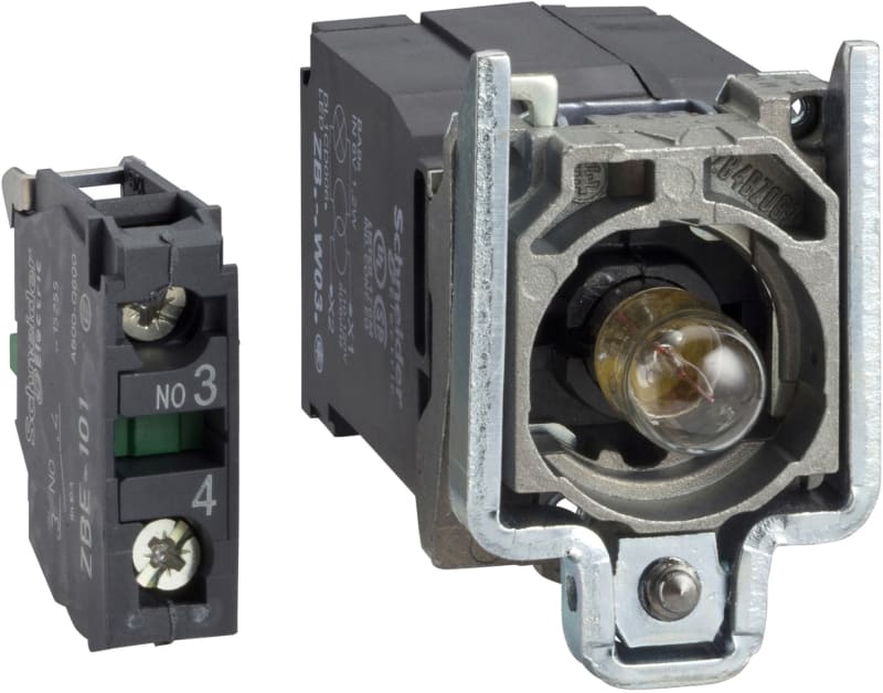 Schneider Electric light block with body/fixing collar with BA9S incandesc. bulb 220...240V 1NO ZB4BW041